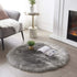 SERISSA Ultra Soft Round Faux Sheepskin Fur Area Rug, Grey Circular Shaggy Rug, Round Fluffy Rugs Plush Circle Floor Carpet for Bedroom Kids Room Floor Decor, 3ft Diameter (Light Grey)