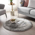 SERISSA Ultra Soft Round Faux Sheepskin Fur Area Rug, Grey Circular Shaggy Rug, Round Fluffy Rugs Plush Circle Floor Carpet for Bedroom Kids Room Floor Decor, 3ft Diameter (Light Grey)
