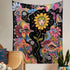 Large Mushroom Hippie Tapestry For Teen Bedroom Wall Hanging Aesthetic Tapestry Star Sparkler Room Décor (50''* 60''(130*150cm), Sunflower Girl)