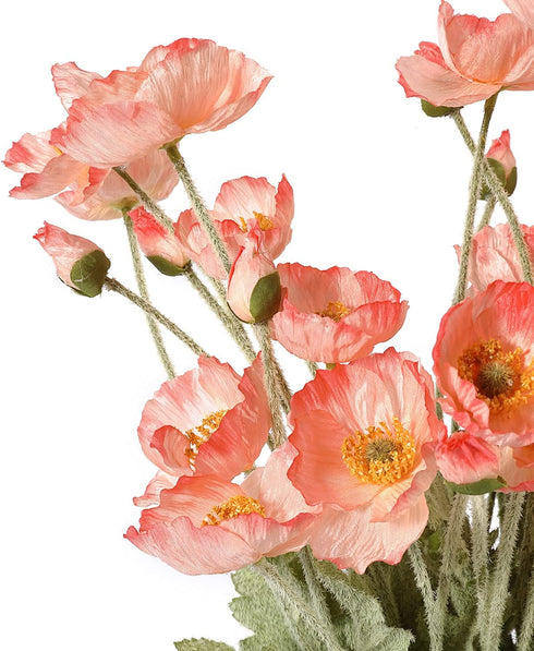 Lumoslyy Artificial Flowers Silk Poppy Flowers for Home Decor Bouquet Wedding Party Faux Flower Pack of 5, Pink