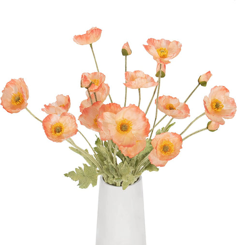 Lumoslyy Artificial Flowers Silk Poppy Flowers for Home Decor Bouquet Wedding Party Faux Flower Pack of 5, Pink