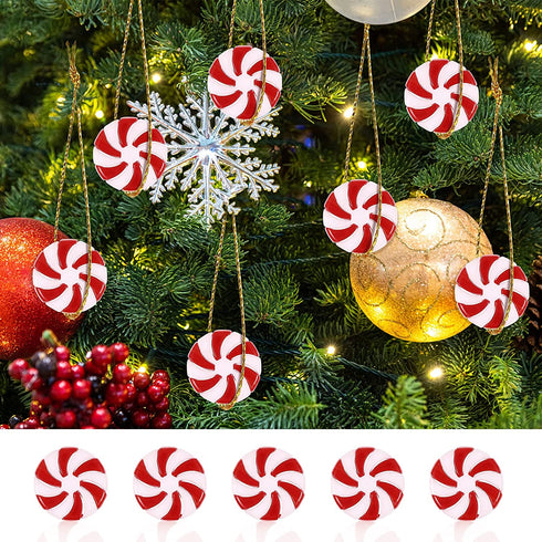 KESYOO 50pcs Christmas Candy Cane Christmas Tree Hanging Peppermint Ornaments for Holiday Decoration Party Favors 25mm