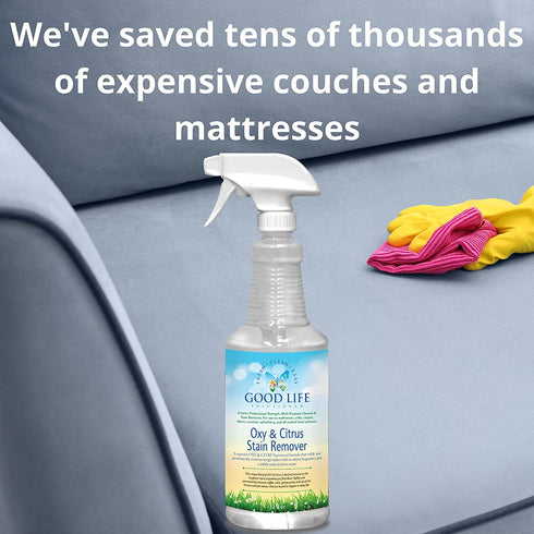 Good Life Solutions All-Purpose Cleaner - Natural Oxy-Citrus Stain Remover and Surface Cleaner Spray for Mattress, Couch, Carpet, and Floors - 32 oz