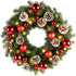 Lulu Home Christmas Front Door Wreath, 15.7" Pre-lit Wreath with Christmas Balls and Pine Cone, Battery Operated 40 LED Light Up Xmas Wreath Decorative Hanging Ornament