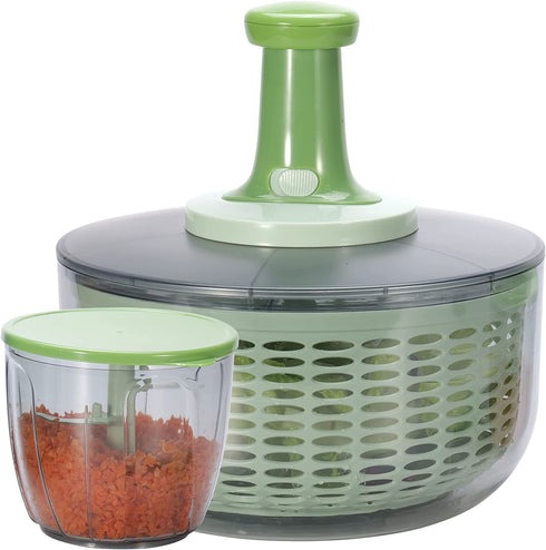 Brieftons Salad Spinner and Chopper: Large 6.3-Quart Lettuce Greens Vegetable Washer Dryer, with Bonus 0.95-Quart Veggie Chopper Mixer, Compact Storage, Easy Push Operation for Quick Veggie Prepping