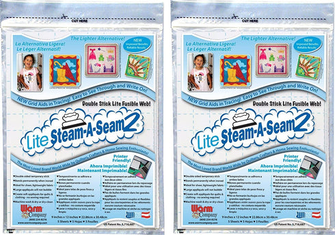 Warm Company Steam-A-Seam Lite 2 Double Stick Fusible Web 9 x 12 Inches 5 Sheets each (2 Pack)