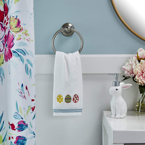 SKL Home Easter Egg Line Hand Towel Set, White