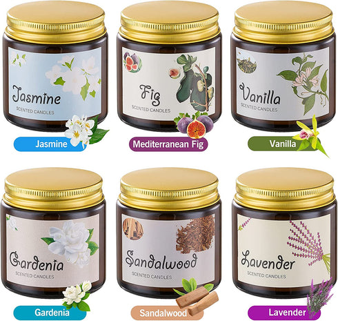 Scented Candles, Soy Wax Candles Gift Set, Jar Candles for Women, Premium Long Lasting Aromatherapy Candles for Home Birthday Holiday Party, 6 Pack