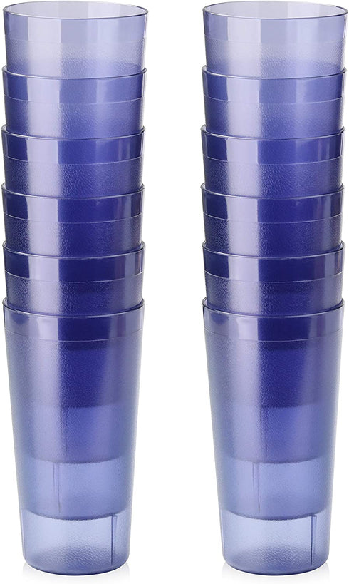New Star Foodservice 46441 Tumbler Beverage Cup, Stackable Cups, Break-Resistant Commercial SAN Plastic, 20 oz, Blue, Set of 12