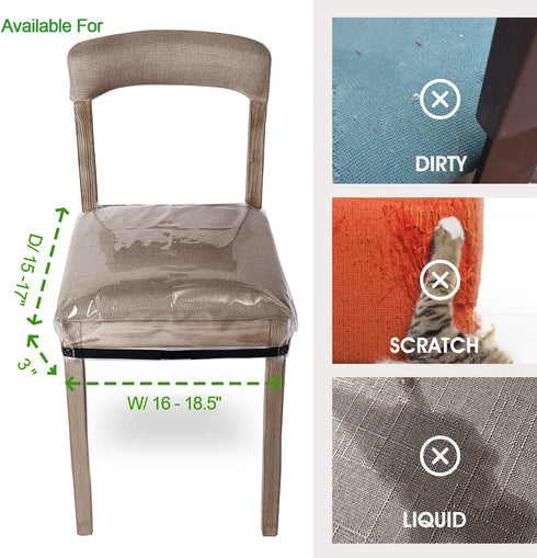 2 Pack Clear Plastic Dining Chair Covers, Reusable Thickened Soft PVC Seats Protectors, Double-Sided Adjustable Waterproof Chairs Slipcover