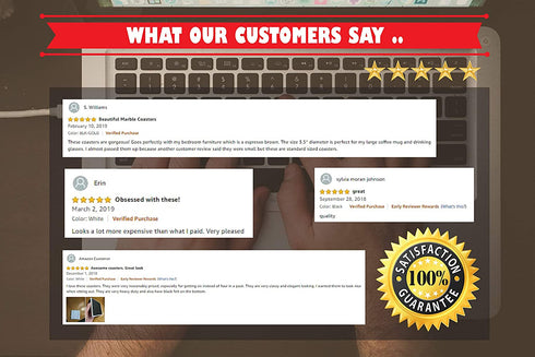 Coaster Set of 6 White Handmade Marble 3.5 Inch Bar Drink Cup Pad, Coffee Mug Square Coasters Set for Kitchen - Ideal Pot Drinks Tea Absorbent Coaster Plates