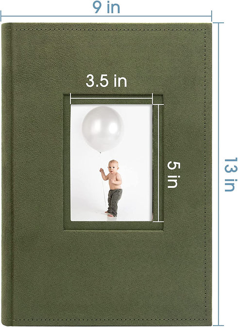 Golden State Art, Photo Album for 4x6 Pictures - Weddings, Holidays, Engagements, Vacations, Family - Fits 300 Photos - Includes Memo Area - Front Photo Display (Suede Green)