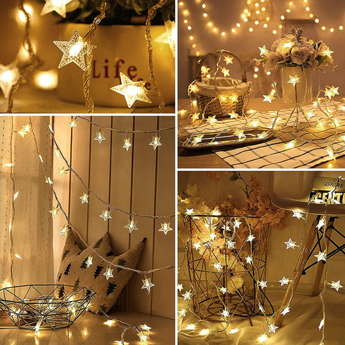 100 LED 32.8ft Star String Lights, Christmas Lights Battery Operated, Fairy Star Twinkle Lights for Bedroom Wall Indoor Outdoor Wedding Party Christmas Tree Garden Decorations