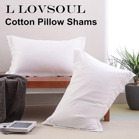 L LOVSOUL 100% Cotton Pillowcase 2 Pack White Queen Size 20x28Inches,Luxury Soft Breathable and Machine Wash Pillow Covers with Envelope Closure(Pillows are not Included)