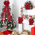 Buffalo Plaid Bow Christmas Buffalo Plaid Wreath Bow Tree Bow Xmas Tree Topper Hat with Card Christmas Tree Top Ornaments for Christmas Tree Front Door Wreath Xmas Decor (Black and Red)