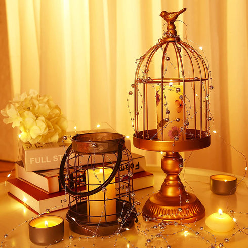 157 Feet 24 Strings Pearl String for Floating Candles Highlight Faux Pearl for Vase Filler for Wedding Dinning Table Party Home Centerpieces (Silver)