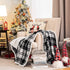 HBlife Sherpa Buffalo Plaid Christmas Throw Blanket for Couch 50X60 Inches, Super Cozy Fuzzy Fleece Warm Plush Holiday Decorative Cabin Blankets and Throws, Black and White