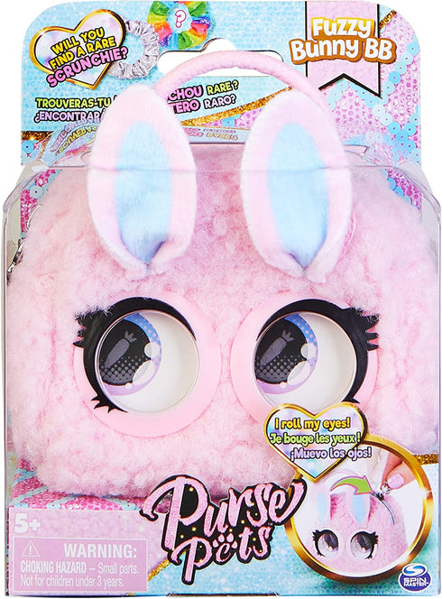 Purse Pets Micros, Fuzzy Bunny BB Stylish Small Purse with Eye Roll Feature, Kids Toys for Girls Aged 5 and Up