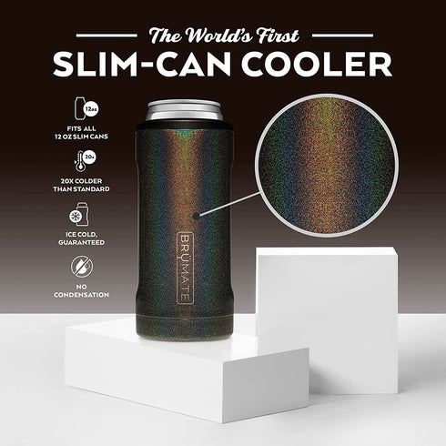 Br¼Mate Hopsulator Slim Double-walled Stainless Steel Insulated Can Cooler for 12 Oz Slim Cans (Glitter Charcoal)
