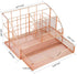 Upgraded Desk Organizer for Women, Cute Mesh Office Supplies Accessories Essentials Caddy with Drawer for Home & Office Desktop Organization & Decor, Rose Gold