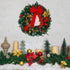 FUNARTY 22 Inches Christmas Wreath with Lights Poinsettia Golden Berries and Bowknot for Front Door Winter Christmas Indoor Outdoor Holiday Decor