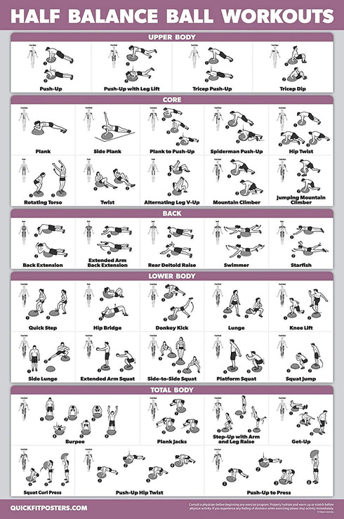 Half Balance Ball Workout Poster - Exercise Chart