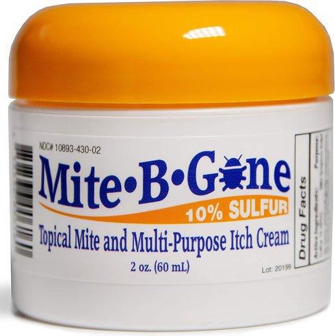 Mite-B-Gone 10% Sulfur Cream Itch Relief for Insect Bites, Acne, Itching and Redness (2oz) Fast and Effective Relief for All Bites with an All-Natural Blend of Anti-Inflammatory Ingredients