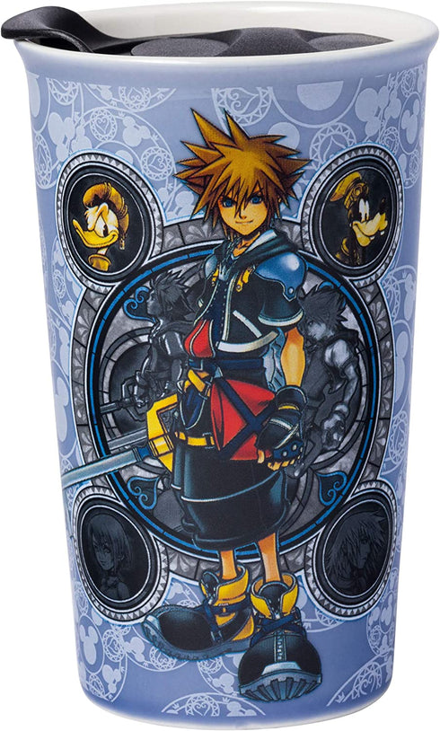 Silver Buffalo Kingdom Hearts Hero Portraits Ceramic Travel Mug with Lid,10-Ounces