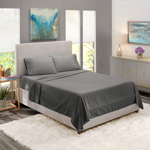 Nestl Queen Sheets Set - 4 Piece Bed Sheets for Queen Size Bed, Double Brushed Queen Size Sheets, Hotel Luxury Grey Sheets, Extra Soft Bedding Sheets & Pillowcases