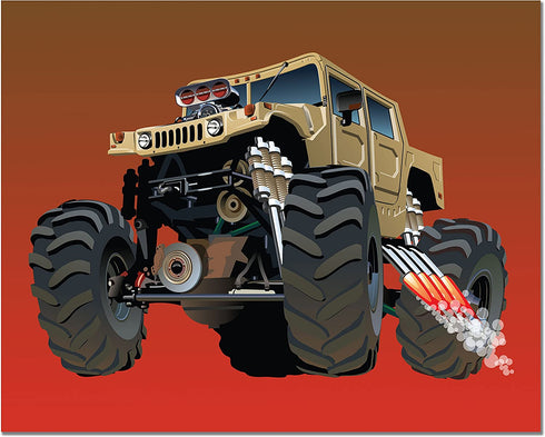 Monster Truck Poster Prints - Set of 6 (8 inches x 10 inches) Photos - Kids Wall Art Decor