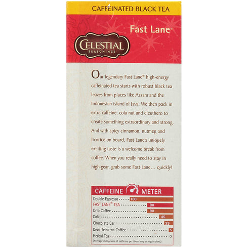 Celestial Seasonings Black Tea, Fast Lane, Contains Caffeine, 20 Tea Bags (Pack of 6)