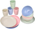 Lnrkai Dinnerware Sets of Wheat Straw Unbreakable, 12 PCS Lightweight Plates, Bowls, Cups Sets, (/4 per), Reusable Plastic Cereal Camping Dinnerware Set, Easy to Wash, Microwave Safe (4 colors)
