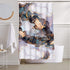 Ikfashoni Marble Shower Curtain, Modern Abstract Shower Curtain with 12 Hooks, Fabric Luxury Bathroom Shower Curtain, Gold Geometric Shower Curtain, Purple Art Shower Curtain, 69" x 70"