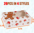 Funnlot Christmas Cookie Boxes Christmas Treats Container With Window 20PCS Christmas Treat Cookie Holiday Candy Box Christmas Baking Boxes Reindeer Santa Snowman Gingerbread Cookie Boxes