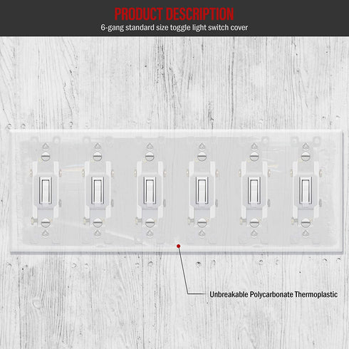 ENERLITES Toggle Light Switch Wall Plate, Gloss Finish, 6-Gang 4.50" x 11.81", Unbreakable Polycarbonate Thermoplastic, UL Listed, 8816-W, White