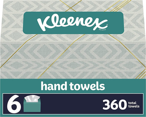 Kleenex Hand Towels, Single-Use Disposable Paper Towels, 6 Boxes, 60 Towels Per Box (360 Towels Total)