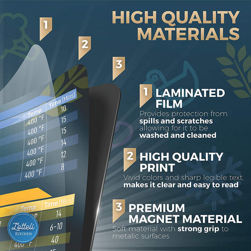 Air Fryer Magnetic Cheat Sheet Set, Air Fryer Accessories Cook Times, Airfryer Accessory Magnet Sheet Quick Reference Guide for Cooking and Frying (Black)