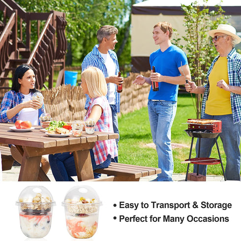 50Sets 12OZ Clear Plastic Parfait Cups with Lids Dome Lids No Hole with Insert Dessert Cups with Lids for Yogurt Fruit and Cereal Parfait Plastic Cups with Lids Ice Cream Cups