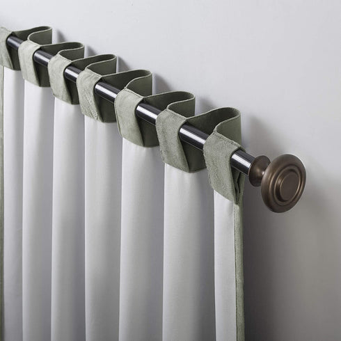 Sun Zero Hampshire Velvet Noise Reducing Thermal Extreme 100% Blackout Back Tab Curtain Panel, 50 in x 84, Moss Green