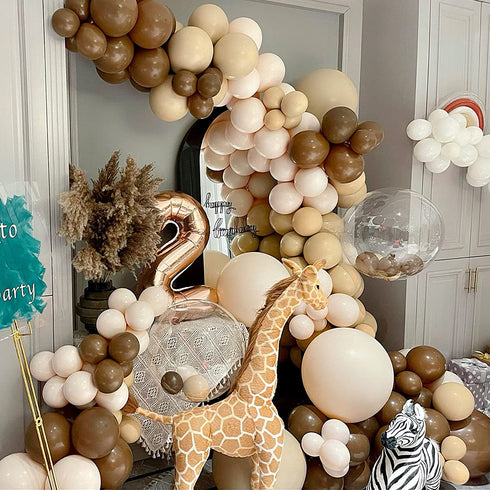 169pcs Brown Balloons Garland Kit with 18In 10In 5In Double-Stuffed Neutral Coffee Blush Nude Balloons for Tear Bear Jungle Safari Woodland Themed Wild One 1st Birthday Wedding Thanksgiving Boho Party Decorations (Brown/Blush/Nude)