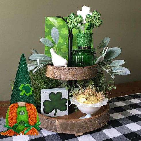 Medoore 2 Pack St. Patrick's Day Gnome Decorations, Irish Leprechaun Swedish Gnome Ornaments Green Irish Leprechaun Tomte Gnomes Doll Elf for Home Decoration