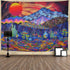 Trippy Tapestry Mountain Tapestry Psychedelic Sun Tapestry Colorful Mushroom Tapestry Hippie Waves Abstract Wall Tapestry for Bedroom Living Room