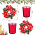 2 Pcs 10 Inch Christmas Poinsettia Candle Holder Centerpiece Red Poinsettia Christmas Candle Rings with 2 Pcs Christmas Candle Holders Glass for Home Party Christmas Table Mantel Decorations(Red)