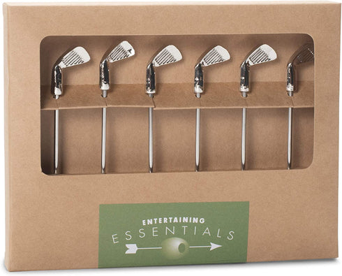 Cork Pops Stainless Steel 6 Inch Golf Club Cocktail Pick Set of 6