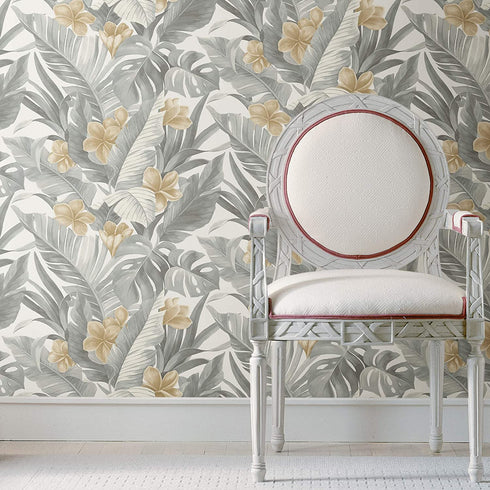 NuWallpaper NU2927 Neutral Paradise Peel & Stick Wallpaper, Grey