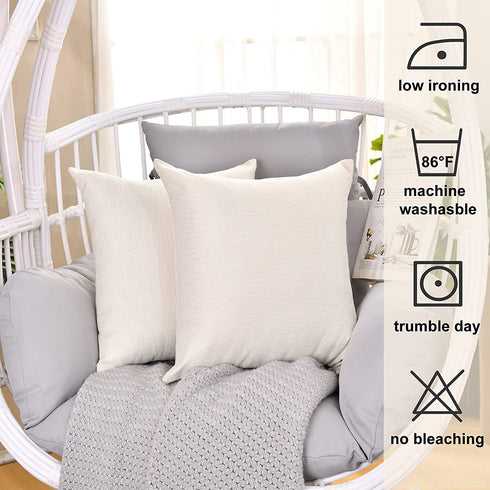 Throw Pillow Covers 18 x 18 Blank Decor Linen Couch Pillow Case Cover for Sublimation HTV Vinyl Craft Set of 4 Beige