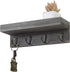 MyGift Floating Wall Shelf with Hooks, Vintage Grey Wood Entryway Storage Shelf with 4 Metal Key Hooks