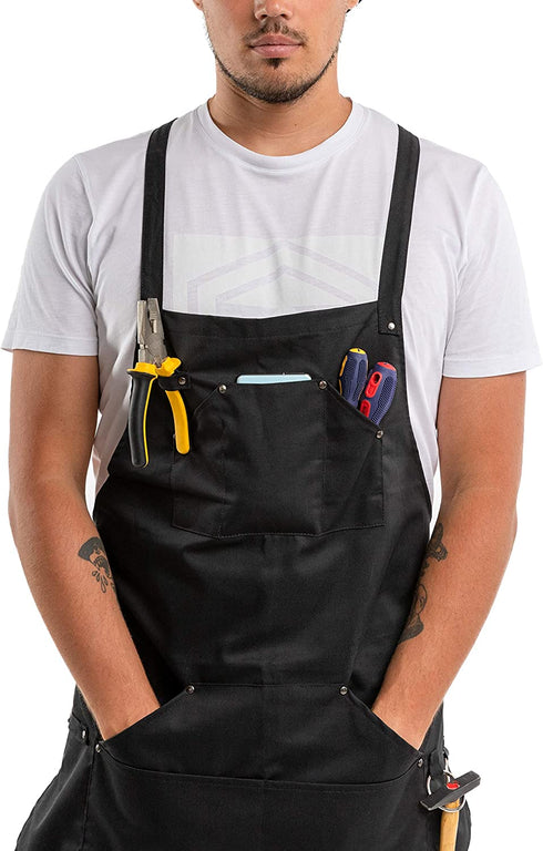 Master Chef Apron for Men Professional Waterproof Heavy Duty Black Cooking Apron for BBQ Grill Kitchen Apron for Women with Pockets M to XXL Size men's apron