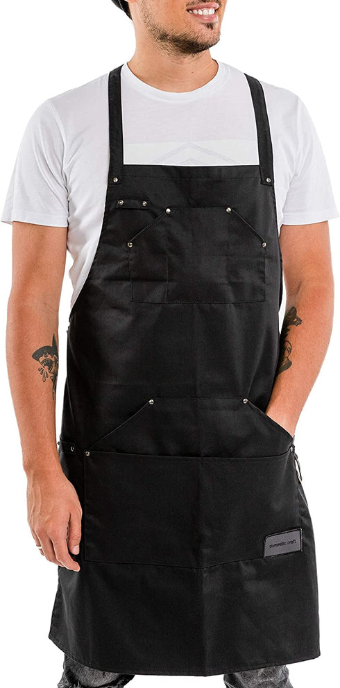 Master Chef Apron for Men Professional Waterproof Heavy Duty Black Cooking Apron for BBQ Grill Kitchen Apron for Women with Pockets M to XXL Size men's apron