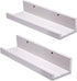 Muzilife 12 Inch White Floating Shelves - Set of 2 Rustic Wood Floating Shelves - Wall Mounted Small Picture Ledge for Bathroom, Bedroom, Living Room